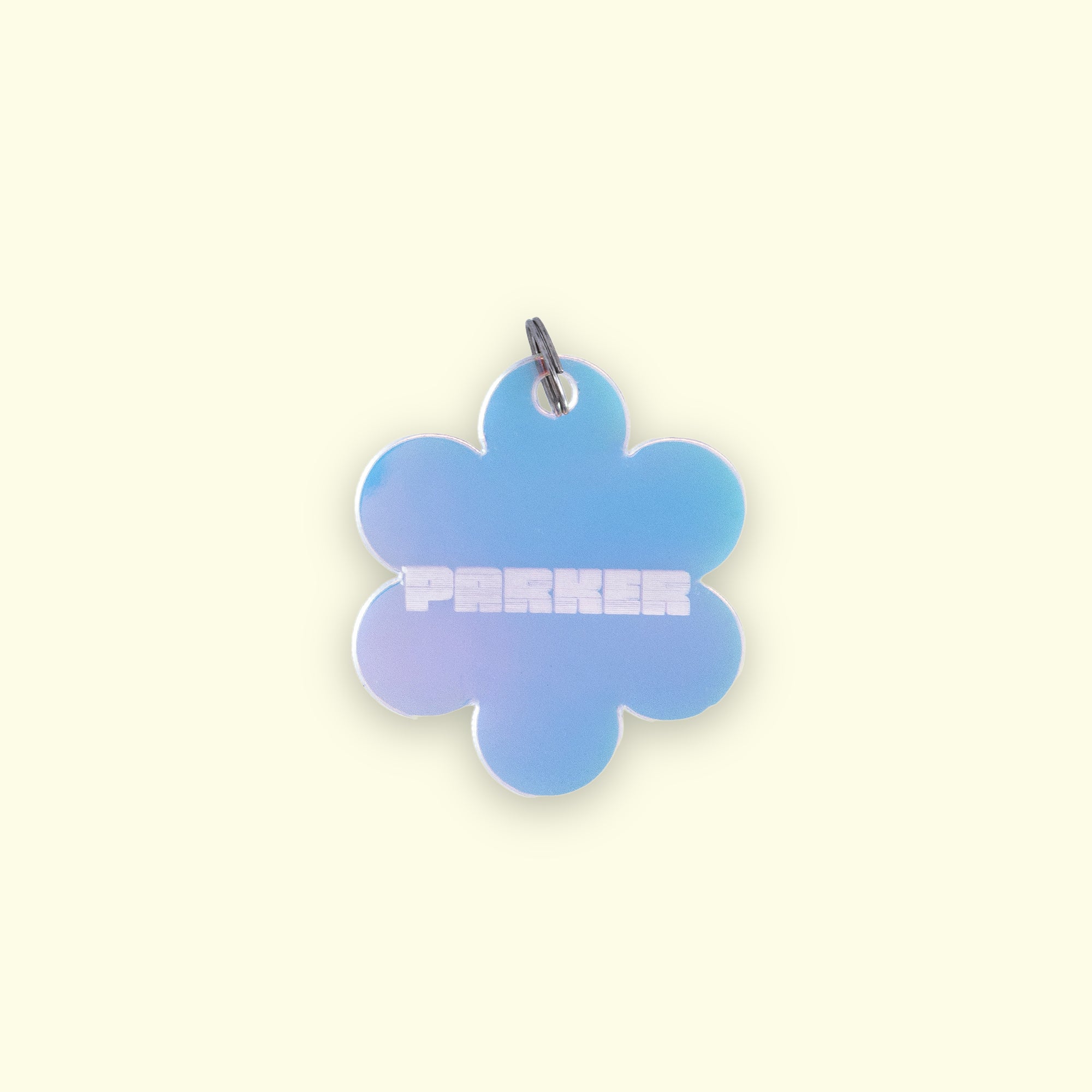 Iridescent 6 Petal Flower Dog ID Tag